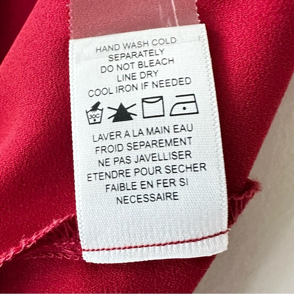 PLEIONE Top High Low flowy Short Sleeve Nordstrom Blouse Red Rucked Size SP - Picture 3 of 8